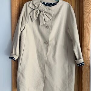 Elegant Tan Bow-Accent Women's Coat